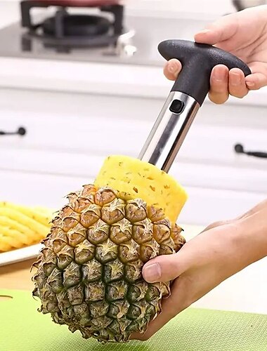  Cortador pelador descorazonador de piña de acero inoxidable, herramienta de corte fácil para frutas, cocina casera, accesorios de restaurante occidental