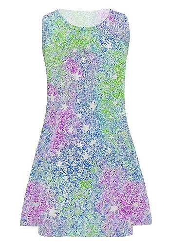  Mädchen' 3D Graphic Kleid Ärmellos 3D-Druck Sommer Frühling Urlaub Täglich Festtage Kuschelig Brautkleider schlicht Süß kinderkleidung 3-10 Jahre Trägerkleid A Linie Kleid Übers Knie Regular Fit