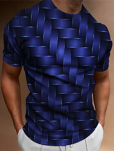  בגדי ריקוד גברים גראפי גיאומטרי חולצה קצרה שרוולים קצרים חולצה קצרה הדפסת תלת מימד צווארון עגול קצר חולצה וינטאג' אופנתי מעצב בָּחוּץ יומי ספורט פול אדום תלתן אביב קיץ ביגוד S M L XL 2XL 3XL