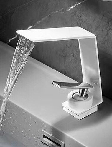  Wasserfall-Waschbecken-Mischbatterie, Waschtischarmaturen, Mono-Waschbecken, Einhand-Waschraumarmatur mit heißem und kaltem Schlauch, Monobloc-Gefäßwasserhahn aus Messing, Deck montiert