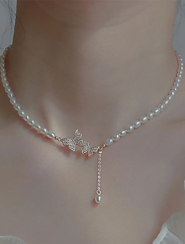  Halskjede Perle Chrome Dame Mote Personalisert Luksus Klassisk Halskjeder Til Bryllup Bryllupsgjest Engasjement