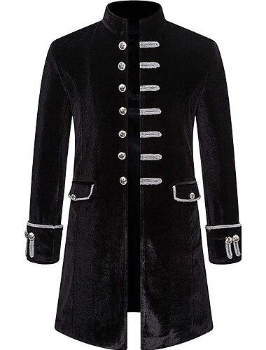  Retro Vintage Punk & Gothic Mittelalterlich Mantel Trenchcoat Oberbekleidung Ren Faire Prinz Vampir Gentleman Karo Herren Seeräuber königlich Steampunk Maskerade Leistung Veranstaltung / Fest Bühne