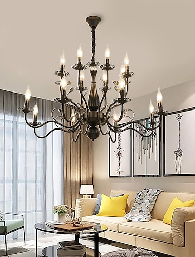  led hanglamp 6/12/16 lichten boerderij hanglamp rustieke industriële ijzeren kaars plafondlamp voor eetkamer verlichtingsarmatuur hangende kaars hangende hanglamp e14 basis