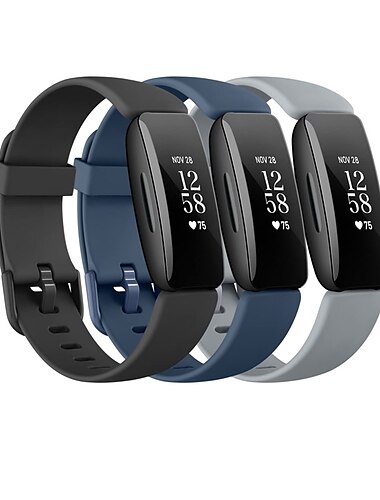  3 Pack Smartwatch-Band Kompatibel mit Fitbit Inspire 3 Inspire 2 / Inspire HR / Inspire Silikon Smartwatch Gurt Wasserdicht Verstellbar Frauen Männer Sportarmband Ersatz Armband