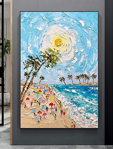  Mintura fait à la main plage paysage peintures à l'huile sur toile mur art décoration moderne abstrait épais texture photos pour la décoration intérieure roulé sans cadre non étiré peinture