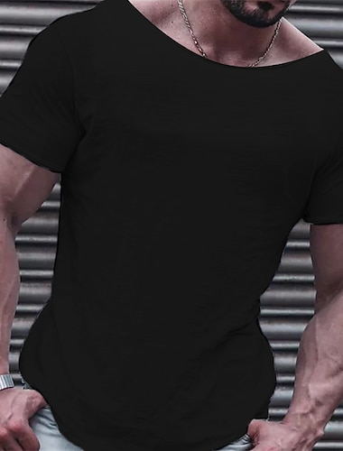  Voor heren T-shirt Informele stijl Korte mouw Strakke ronde hals Zomer Effen Modieus Ontwerper Casual Klassiek Straat Sport Feestdagen Zwart Top T-shirt voor mannen