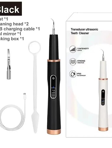  Joululahjat naisille ja miehille sähköinen hammaskivien poistaja IPX7 vedenkestävä ultraääni hampaidenkaavin plakkia kalkkia tahrojen poistaja hampaiden puhdistustyökalusetti USB ladattava
