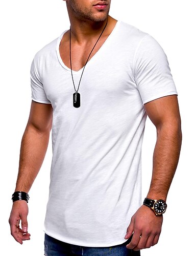  Außenhandel Sommer neue Männer Kurzarm-T-Shirt V-Ausschnitt Casual Männer Normallack T-Shirt Männer