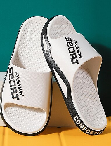  sandales à enfiler sportives pour hommes | pantoufles confortables et légères à enfiler pour une tenue décontractée, au bord de la piscine ou à la plage – conception respirante à bout ouvert avec imprimé lettre tendance