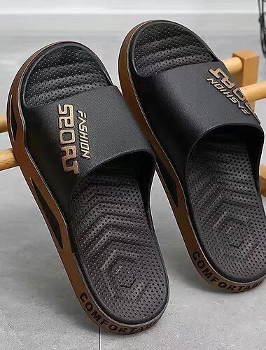  Sportliche Slide-Sandalen für Herren | leichte, bequeme Slipper für die Freizeit, den Pool oder den Strand – atmungsaktives offenes Zehendesign mit modischem Buchstabendruck