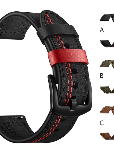  Ver Banda para Samsung Watch 3 45mm, Galaxy Wacth 46mm, Gear S3 Classic / Frontier, Gear 2 Neo Live Cuero Auténtico Reemplazo Correa 22mm Lujo Ajustable Pulsera