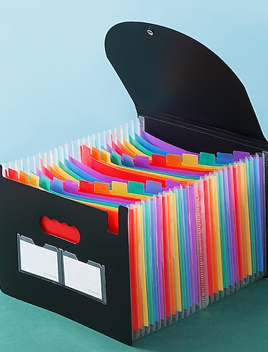  1 Stück Fächermappe mit 13/25 Fächern, Akkordeon-Aktenorganisator, tragbar, erweiterbare Aktenbox aus Kunststoff, Akkordeon-Ordner für Rechnungen/Papier/Dokumente/Quittungen (Format A4/Letter),