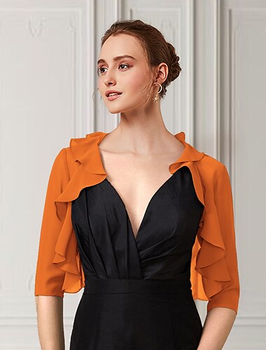  Half Mouw Shrugs Chiffon Bruiloft  Feest  Avond Dames Wrap Met Waterval Rimpels  Bruiloft Gast om te imponeren