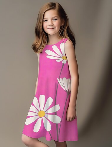  Mädchen' 3D Graphic Blumen Kleid Ärmellos 3D-Druck Sommer Frühling Sport & Natur Täglich Festtage Kuschelig Brautkleider schlicht Süß kinderkleidung 3-12 Jahre Casual kleid A Linie Kleid Tank-Top