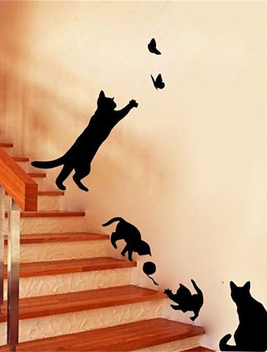  Kreative Wandaufkleber, Katzen-Schlafzimmer-Wohnzimmer-Hintergrund-Treppenhaus-Aufkleber