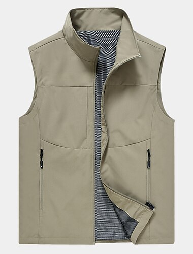  Herren Anglerweste Weste für Wanderer Ärmellos Oberbekleidung Shirt Außen Atmungsaktiv Schnelltrocknend Multi Pocket Leichtgewichtig Tasche Schnalle Chinlon Schwarz Sahne Armeegrün Arbeit Angeln