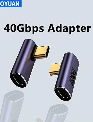  adaptador usb c, ángulo recto de 90 grados, extensor de adaptador tipo c macho a hembra compatible con carga rápida de 100 w Transferencia de datos de 40 gbps Salida de video de 8k @ 60 hz para