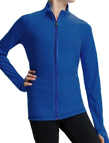  Fleecejacke fürs Eiskunstlaufen Damen Mädchen Eislaufen Jacke Austattungen Oberteile Schwarz Rot Blau Daumenloch Vlies Elasthan Hochelastisch Ausbildung Praxis Wettbewerb Eiskunstlaufkleidung warm