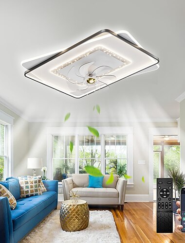  ventilateur de plafond avec lumière dimmable 105/50cm 6 vitesses de vent ventilateur de plafond moderne pour chambre, salon app&amp; télécommande 110-240v