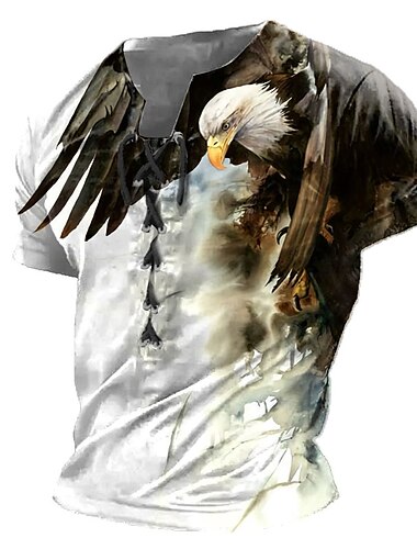  Herr T-shirt Grafisk Djur Örn Hög krage Kläder 3D-tryck Dagligen Sport Utekväll Kortärmad Spetsknuten Mönster Polyester Vintage Mode Designer