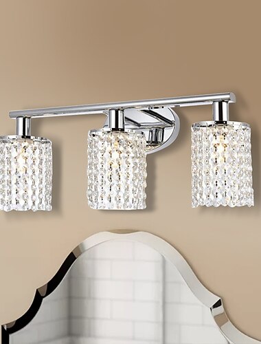  servantlys krystall ip20 2/3-hoder led speil frontlampe led baderomslys over speil veggbelysningsarmaturer til bad soverom stue skap gull sølv