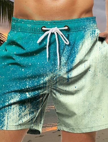  Voor heren Kleurgradatie Grafische prints Lange zwembroeken Zwemshorts Boardshorts Medium Taille Hawaii Boho Casual Dagelijks Strand Trekkoord met Mesh-voering Elastische taille Ontwerper Kleding