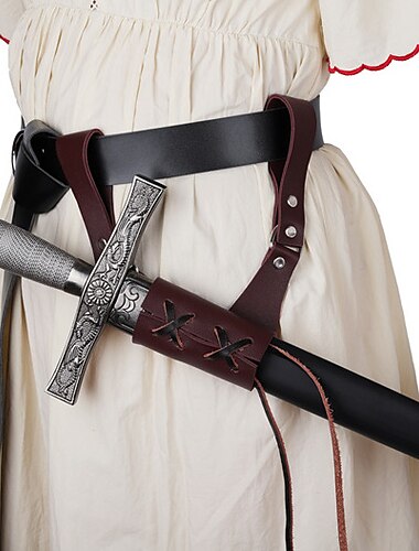  Retro Antiguo Punk y gótico Medieval Traje de cosplay Vaina Titular de la espada Feria del Renacimiento Guerrero Caballero Vikingo Hombre Mujer Celta Pirata Fantasía Rendimiento Fiesta Escenario