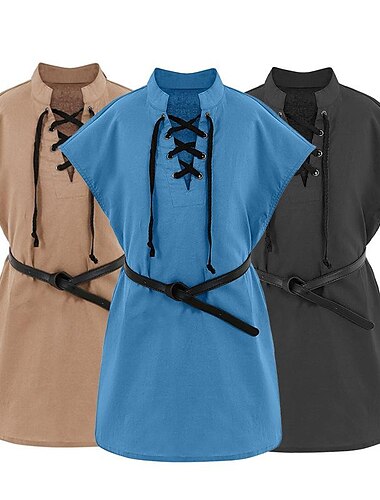  Retro / vintage Medeltida kostymer Renässans Blus / Skjorta Ren Faire Pirat Viking Alven Pojkar Viking fantasi Halloween Karnival Maskerad Vuxna Skjorta Alla årstider