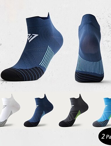  2 pares de calcetines tobilleros para hombre calcetines de corte bajo color negro blanco calcetines para correr bloque de color casual diario básico medio verano primavera otoño transpirable elegante