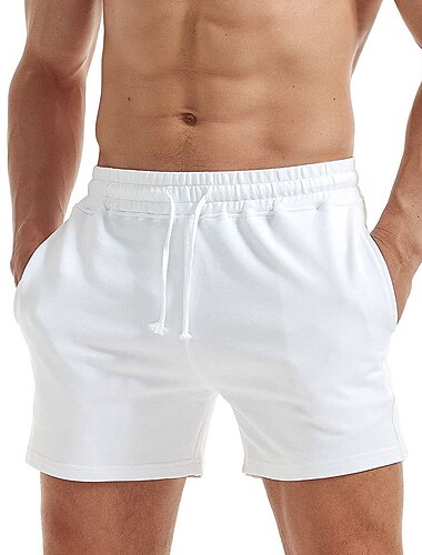  Herren Rosa Shorts Sportliche Shorts Sweatshorts Kurze Hose Trainingsshorts Tasche Glatt Komfort Atmungsaktiv Outdoor Täglich Ausgehen Modisch Brautkleider schlicht Schwarz Weiß