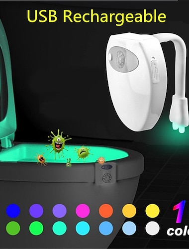  usb επαναφορτιζόμενη λεκάνη τουαλέτας νυχτερινό φως uv 16 χρωμάτων αδιάβροχο φως αισθητήρα κίνησης