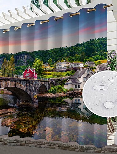  Wasserdichte Outdoor Vorhang Außenvorhänge für die Hochzeitsterrasse im Innenbereich, dicke Sichtschutz-Ösenvorhänge für Hochzeitsschlafzimmer, Wohnzimmer, Veranda, Pergola, Cabana, 1 Panel