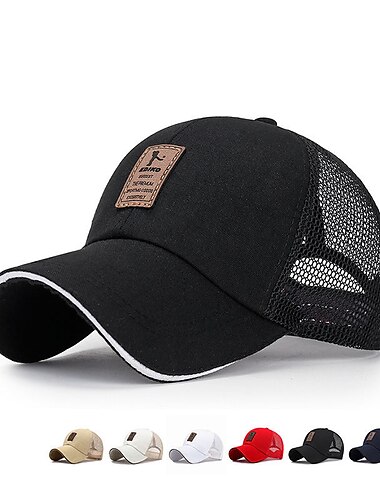  Herr Snapback hatt Basebollkeps Trucker Hat Mesh Keps Svart Vit Polyester Mesh baksida Resor Strandstil Utomhus Semester Slät Justerbara Solskyddskräm Andningsfunktion Mode