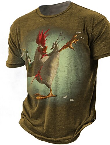  Veteranstag Herren Patriot Patriotic Veteran Grafik 3D Druck Hahn T-Shirt Abgenutztes T-Shirt Kurzarm T-Shirt Crew Neck Shirt Vintage Streetwear Bequem Freizeit Sport täglich Tragen 1 2 3