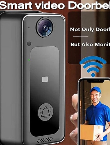  Sonnette vidéo intelligente wifi interphone sans fil anneau de porte caméra cloche sécurité grand angle conversation bidirectionnelle