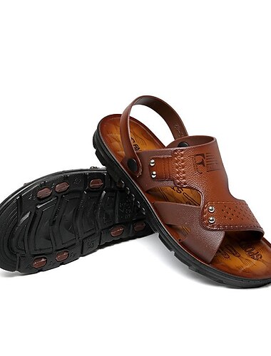  Herren Sandalen Kunstleder-Müßiggänger Ledersandalen Handnähen Brautkleider schlicht Outdoor PU Atmungsaktiv Halbschuhe Rotbraun820+6 Gelb820+6 Sommer Frühling