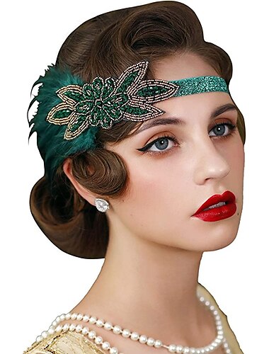  1920er-Jahre-Flapper-Feder-Stirnband, 20er-Jahre-Pailletten-Showgirl-Kopfschmuck, Gatsby-Haarschmuck für Frauen