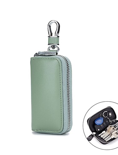  Rindspaltleder für Herren und Damen, Schlüsselhalter, Haus, Schlüsselanhänger, Taschen-Organizer, Autoschlüsseletui, multifunktionale kleine Geldbörse, Mini-Geldbörse