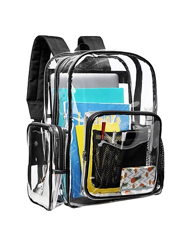  Sac à dos scolaire Transparente pour Étudiant Multifonction Résistant à l'eau Résistant à l'usure PVC Sac d'école Sac à dos Cartable 19 pouce