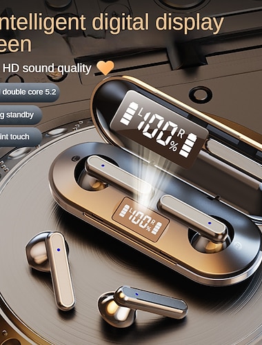  V60 Auricolari wireless Cuffie TWS Nell'orecchio Bluetooth 5.2 Design ergonomico Suono surround Ricarica veloce per Apple Samsung Huawei Xiaomi MI Corsa Uso quotidiano Viaggi Cellulare