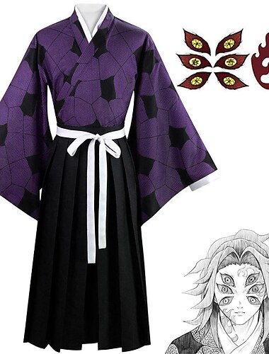  kokushibou костюмы для косплея с временными татуировками убийца демонов: kimetsu no yaiba японское аниме косплей костюмы кимоно костюмы для мужчин и женщин