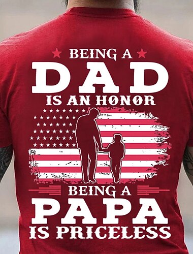  Camiseta Gráfica Masculina Honra de Pai Papai Inestimável - Camiseta com Design da Bandeira Americana
