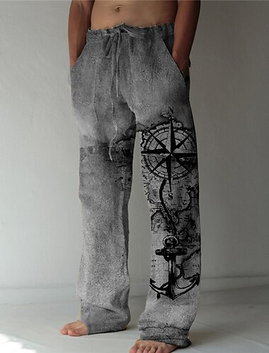  Voor heren Broek Zomerbroek Strandbroeken Trekkoord Elastische taille 3D-afdrukken Grafische prints Anker Comfort Casual Dagelijks Feestdagen Streetwear Hawaii blauw Groen