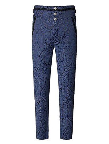  Prins Vampyr Retro / vintage Punk & Gotisk Middelalderkostumer Renæssance Steampunk Bukser Høj Talje Herre Jacquard Kostume Årgang Cosplay Lang Længde Bukser Halloween