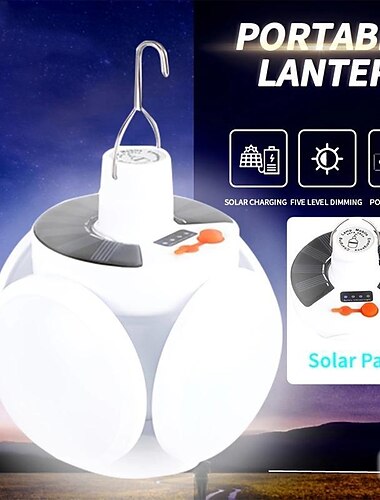  1 PC 15 W Linternas y luces de camping Funciona con energía solar Blanco 5 V 5 Cuentas LED