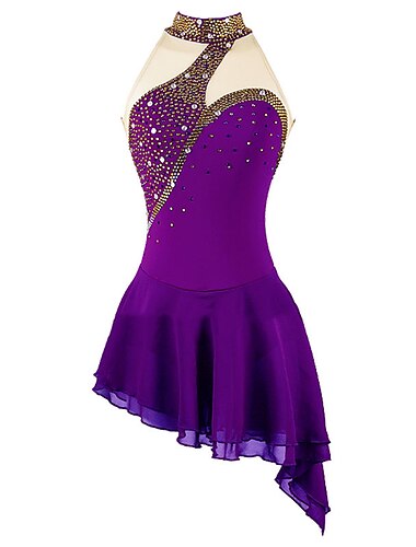  Kunstschaatsjurk Dames Voor meisjes Schaatsen Jurken Zwart Wit Roze Open achterkant Spandex Hoge Elasticiteit Opleiding Wedstrijd Kunstschaatskleding Kristal / Bergkristal Mouwloos Schaatsen