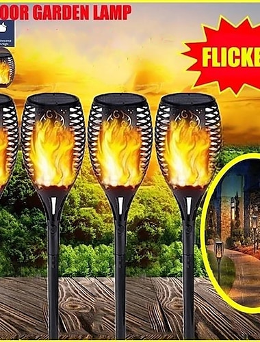  2/4pcs Solar Lights Outdoor Solar Torch Lights with Flickering Flame 12 LEDs for Halloween Decorations Waterpoof Landscape Auto On/Off Garden Patio  Home  Decoration Lantern
