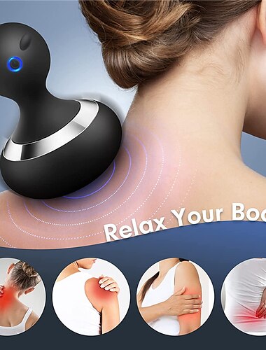  Masajeador eléctrico de mano inalámbrico con 10 vibraciones masajeador recargable para cuello y cuerpo - Negro