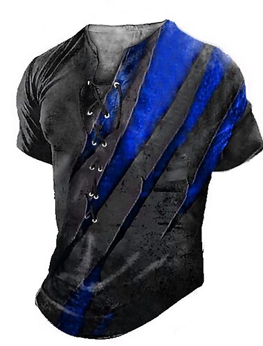  Herren T Shirt T-Shirt Grafik Farbblock Gothic-Horror Kragen Bekleidung 3D-Druck Lässig Täglich Sport Ausgehen Kurzarm Schnürung Druck Polyester Vintage Mode Designer