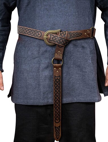  nordique en relief boucle ceinture viking rétro vintage médiéval faux cuir chevalier ceinture GN cosplay halloween